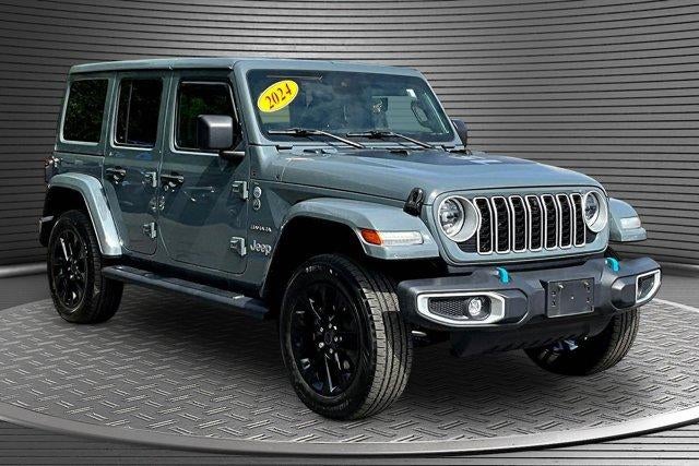 2024 Jeep Wrangler 4xe Sahara 4xe in Gray — front three-quarter view
