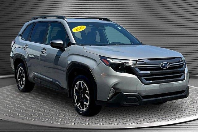 2025 Subaru Forester Premium in Gray — front three-quarter view